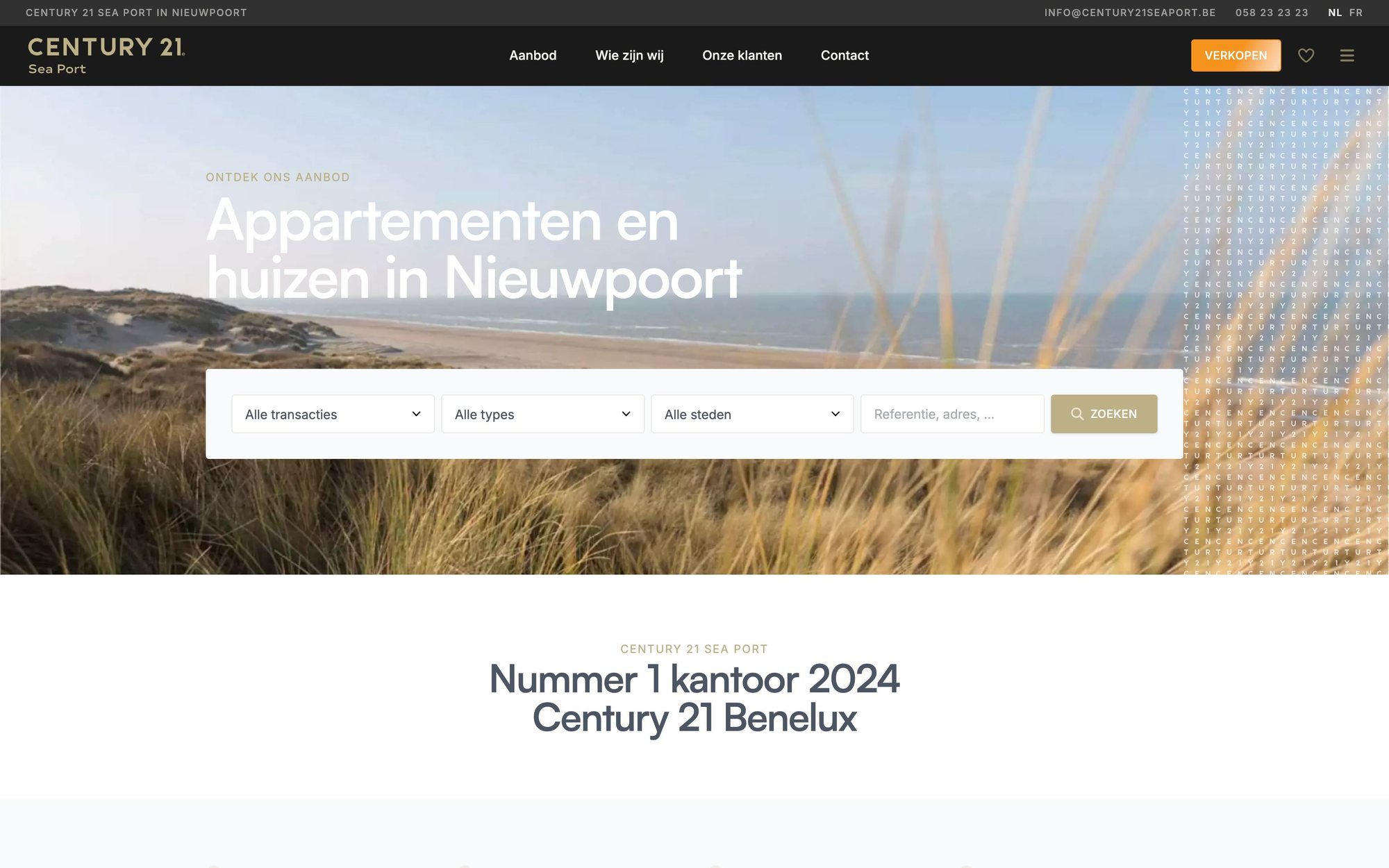 Homepage of the Century 21 Sea Port website with property search